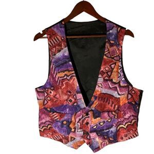 Vintage 80’s Vest Waistcoat, Abstract Print. Size Medium.